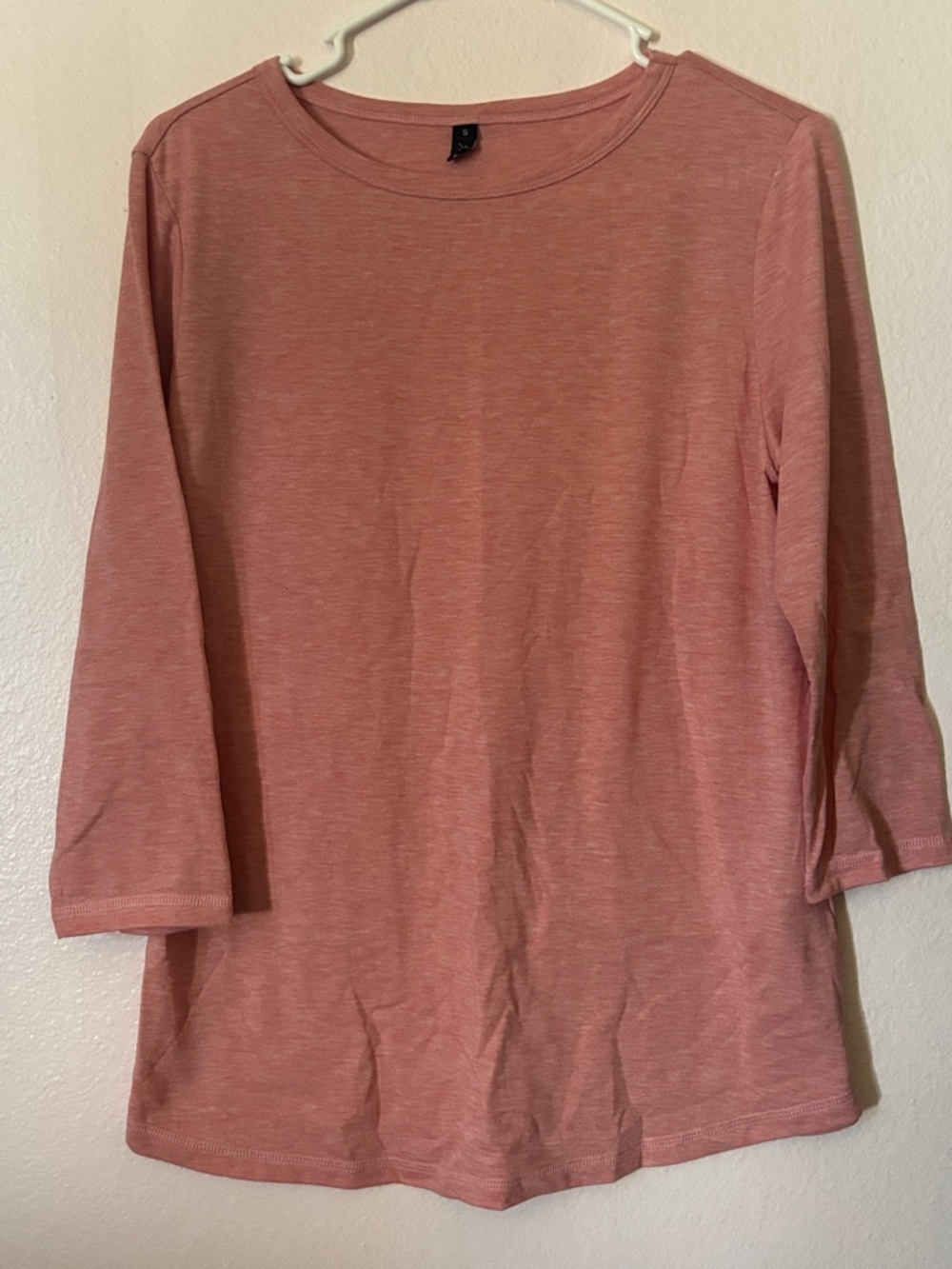 Women's Pink 3/4 Sleeve Boatneck Top, Size S